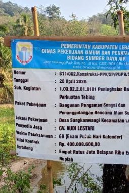 DPUPR Lebak Bangun Bronjong Sungai Cisimeut, Warga Apresiasi Penguatan Tebing