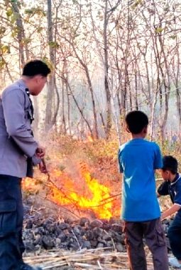 Karhutla 5 Hektar di Jeneponto: Polsek Tamalatea dan Warga Padamkan Api di Bontocinde